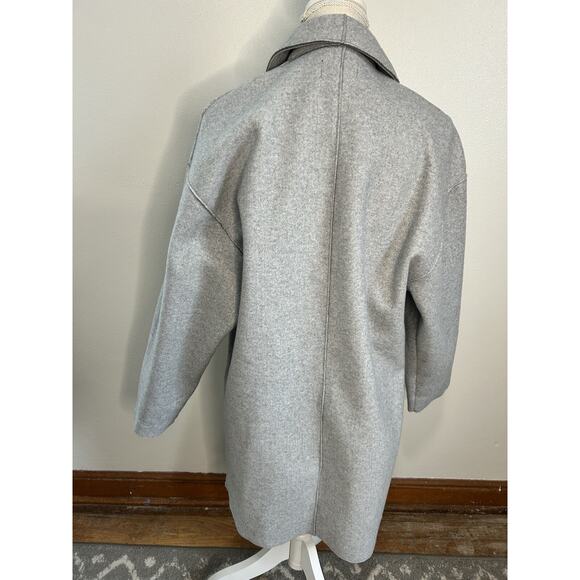 Zara TRF Collection Fleece Cardigan Trench Coat One Button Light Gray Women’s S - Picture 6 of 8